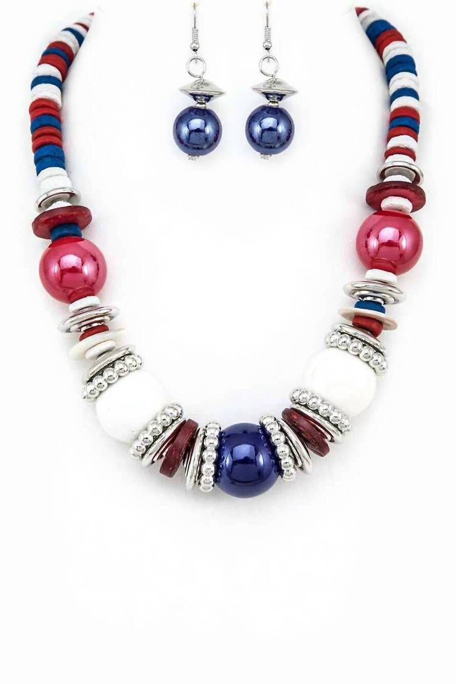 NEW ARTINI ACCESSORIES women's americana mix beads disks necklace set in multi